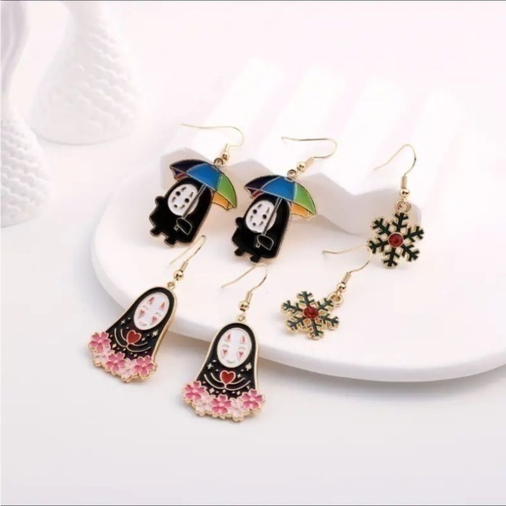 Spirited Away Anime Cartoon Halloween Earrings 3 pairs